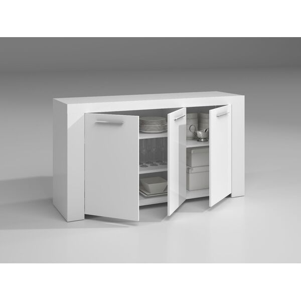 fores habitat 006620a credenza 3 ante in legno 144x42x80h cm colore bianco - 006620a linea ambit