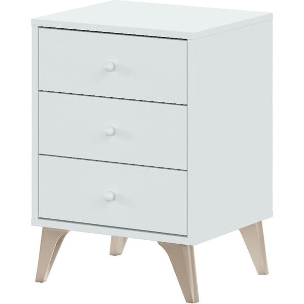 fores habitat 007803a comodino 3 cassetti in legno 40x33.5x56h cm colore bianco - 007803a - sweet