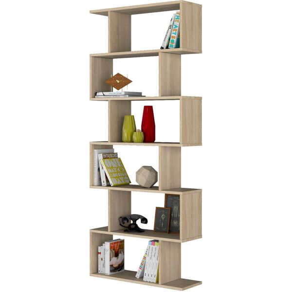 fores habitat 301011f libreria verticale in legno 80x25x192h cm colore rovere - athena