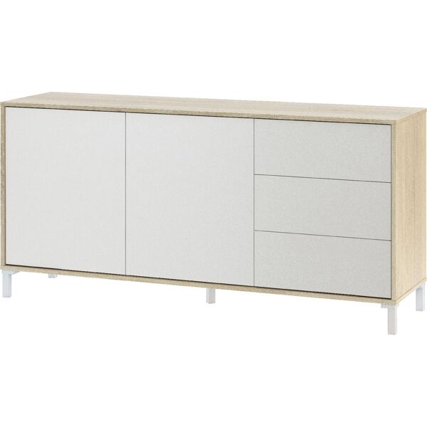 fores 016623f credenza 2 ante / 3 cassetti in legno truciolare 74x41x154 cm colore rovere / bianco - 016623f brooklyn