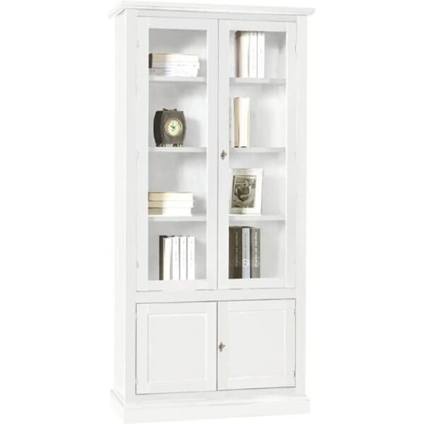 vetrina classica in legno bianco opaco 90x41x186 cm