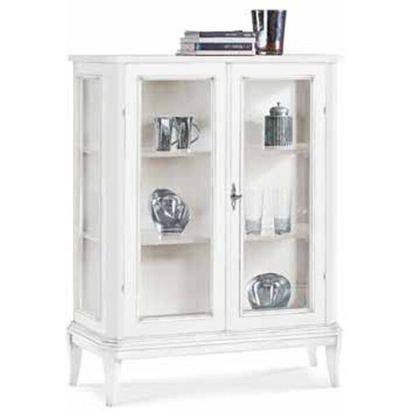 vetrina classica in legno bianco opaco 96x36x116 cm