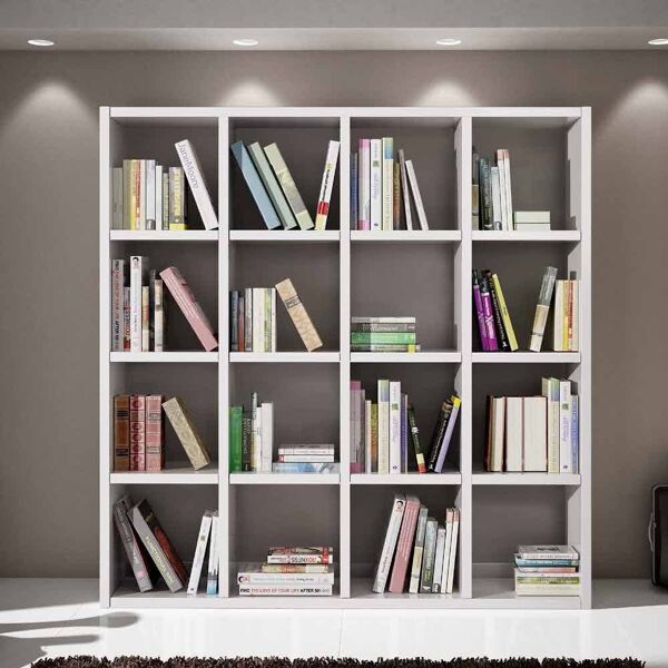 libreria bianco frassinato moderna in truciolare laminato 175x30x175 cm