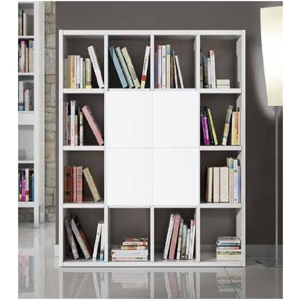 libreria bianco frassinato moderna in legno con 8 ante