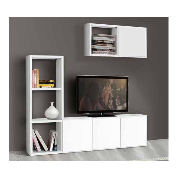 libreria porta tv e 2 cubi 4 antine bianco frassinato