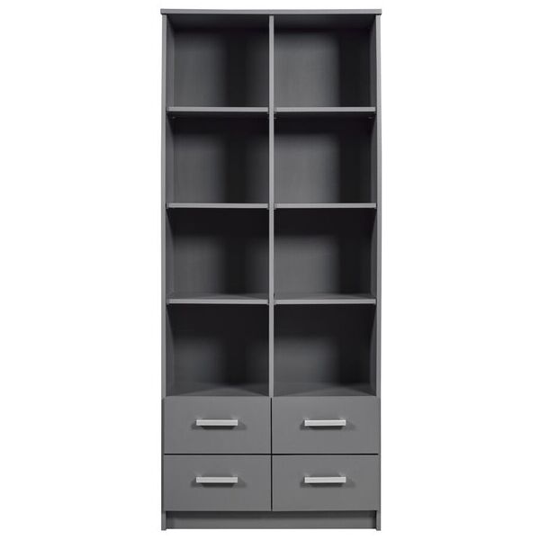 libreria con 4 cassetti in laminato grigio