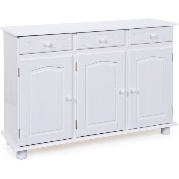 credenza 3 ante 3 cassetti in pino massello bianco