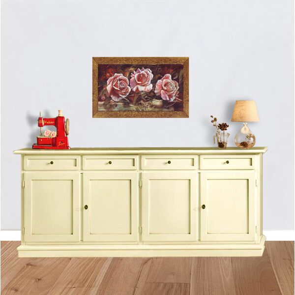 credenza da 205 cm classica in legno avorio