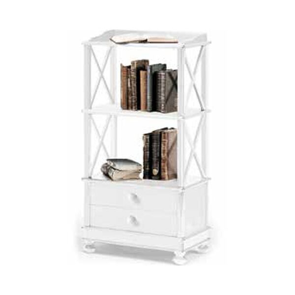 libreria arte povera in legno massello con rifinitura in bianco 54x34x105