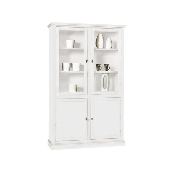 libreria arte povera in legno bianco opaco 120x41x187 cm