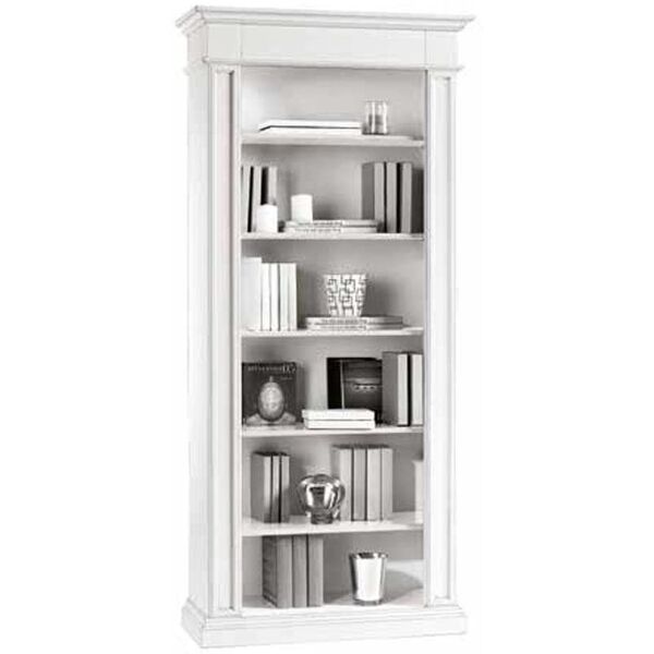 libreria arte povera in legno massello bianco 93x40x205 cm