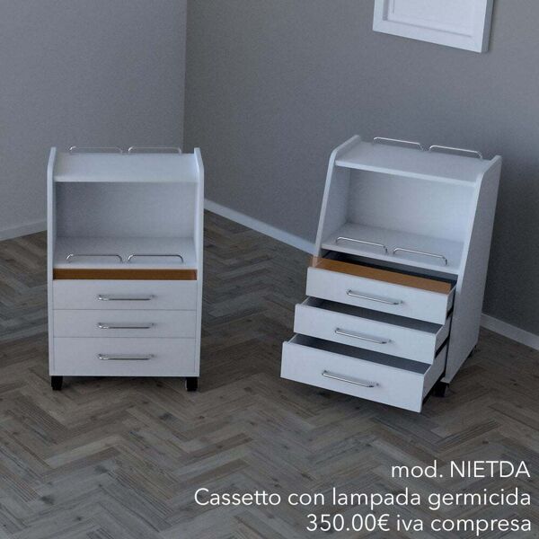 mobile con cassetto sterilizzatore carrello per estetiste centri benessere e spa keopalia weelko spin nietda