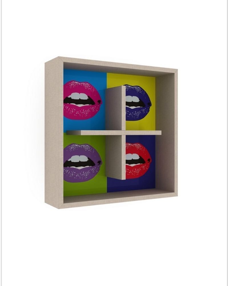 Toscohome Libreria pensile 60x60 cm con disegno Kiss