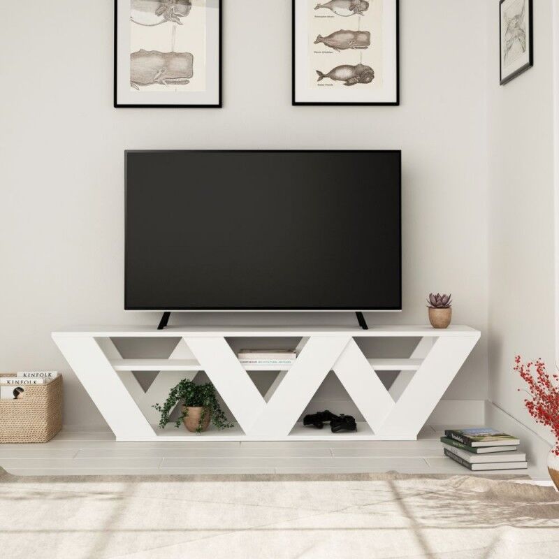 Toscohome Mobile Porta TV 158 cm in legno con tre ripiani colore bianco - Ralla