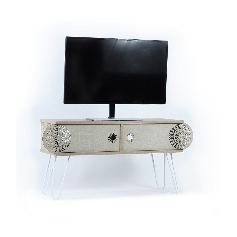 Toscohome Mobile Porta TV 106x48h piedi in metallo e colore rovere -  Ilia