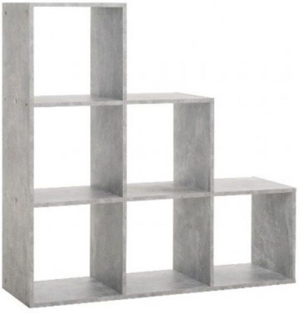 Toscohome Libreria a cubi 116x118h cm in legno design moderno colore cemento - Bergamo