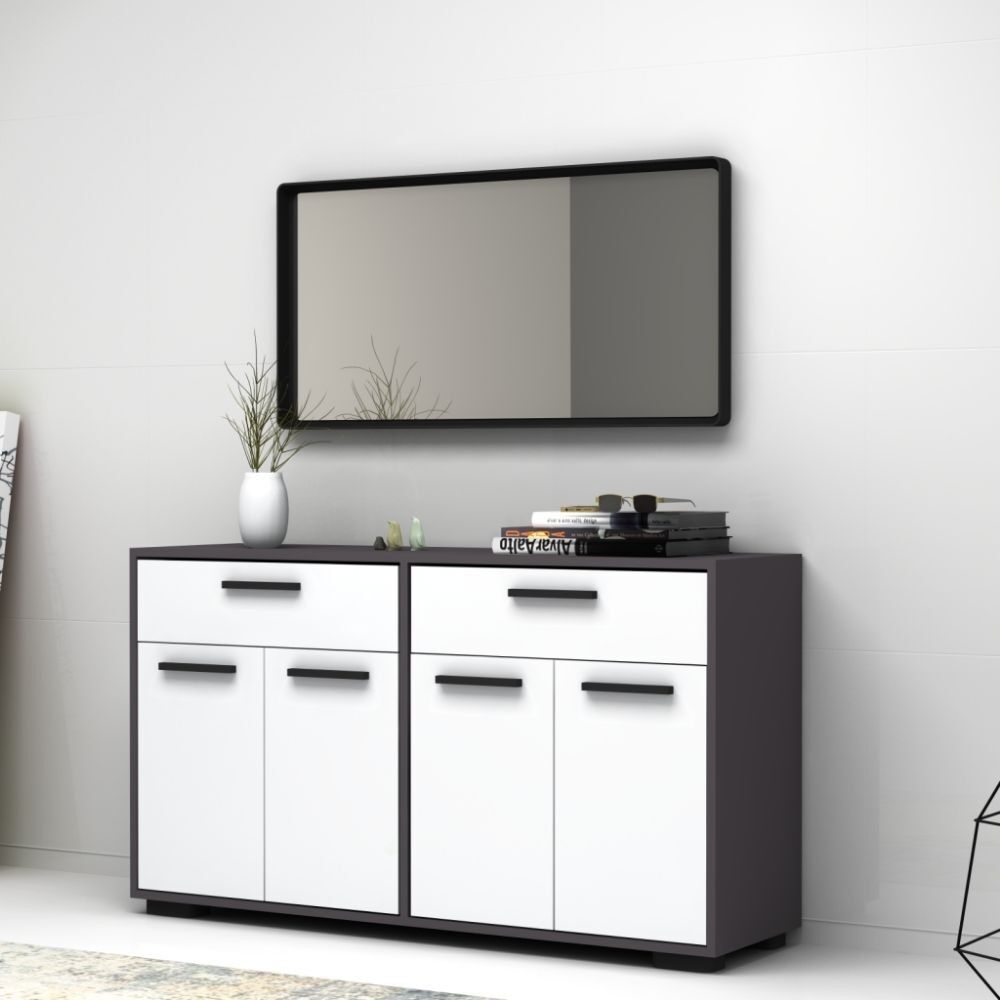 Toscohome Credenza Multiuso 140 cm colore grigio e bianco Truva