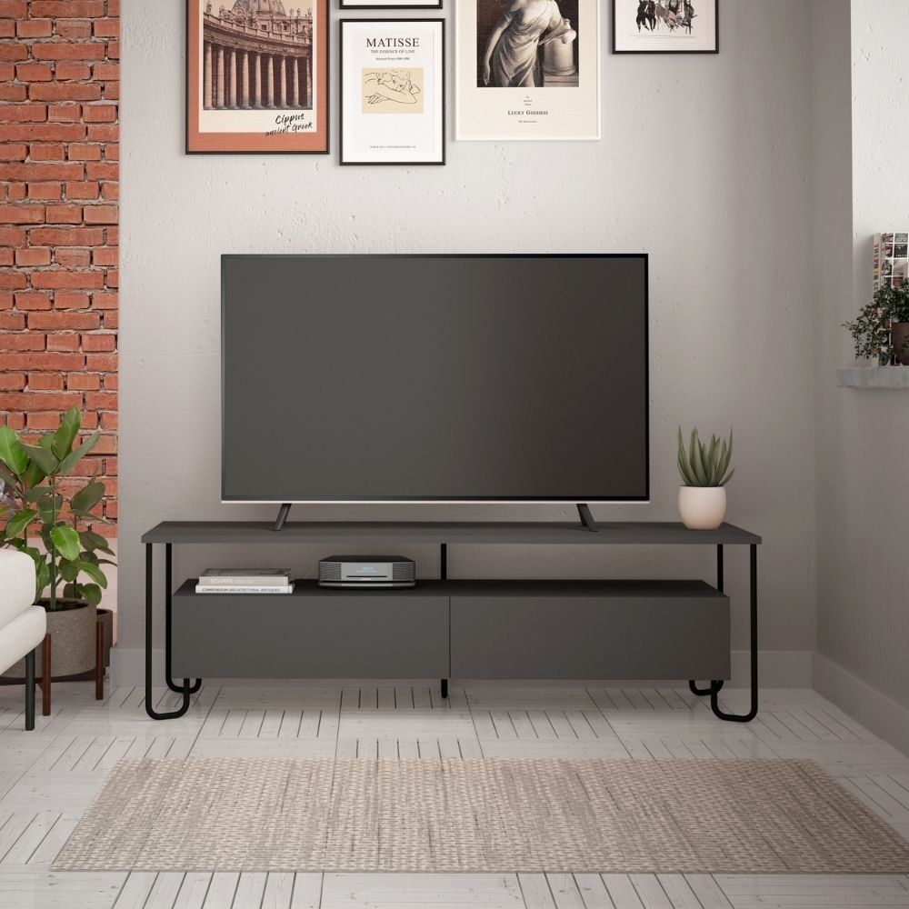 Toscohome Mobile porta Tv 150x45h cm con due ante colore antracite - Cornea