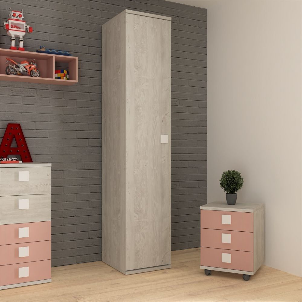 Toscohome Armadio 45x223h cm in legno con anta colore bianco consumato