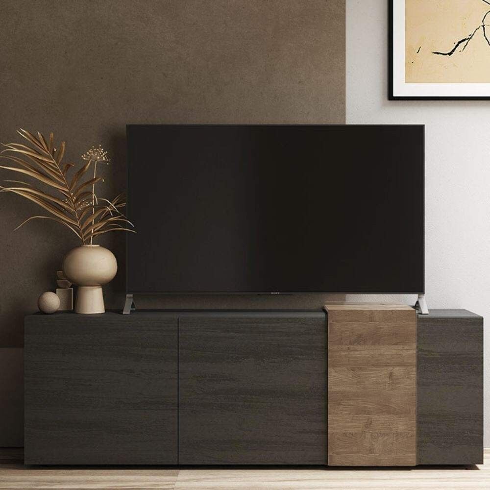 Toscohome Mobile Porta TV con 3 ante 180cm colore titanio e rovere mercure - Sabry