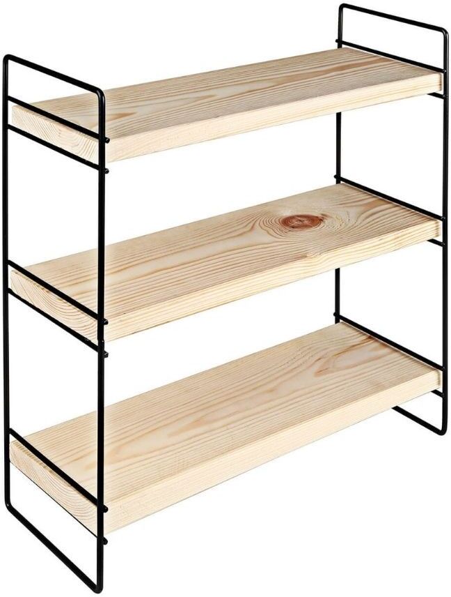 Toscohome Scaffale 40x40 cm con tre ripiani colore legno e struttura metallo nero - Hobby