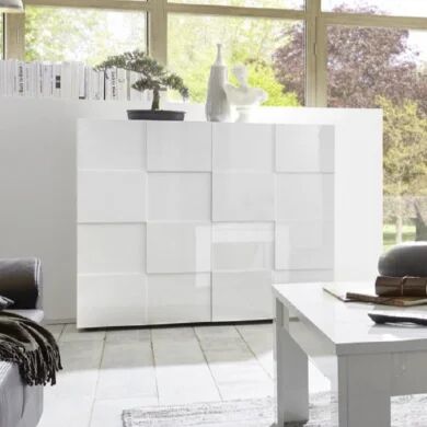 garneroarredamenti Mobile contenitore moderno 2 ante 121x111cm bianco lucido Obsession