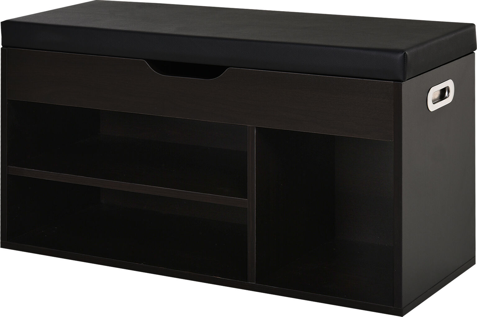 Homcom Mobile Scarpiera Salvaspazio da Ingresso con Panca Contenitore Imbottita e Vani Aperti 80x30x45cm, Nero, 80x30x45cm