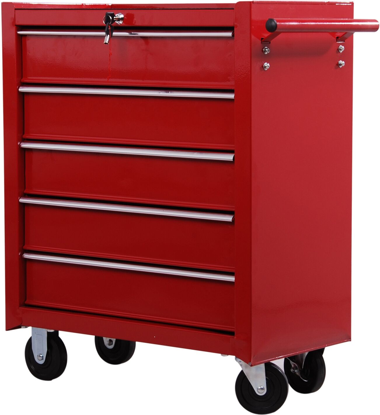 Homcom Carrello Cassettiera Porta Utensili per officina Carrello da Officina Cassettiera con Ruote, rosso, 67.5x33x77cm