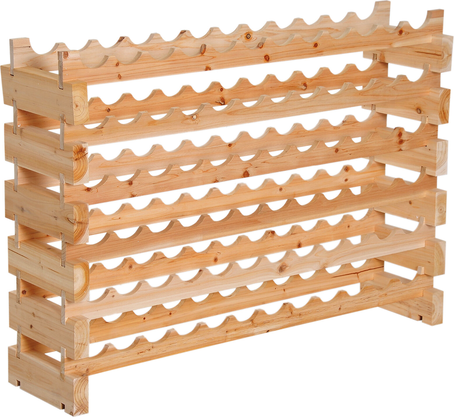 Homcom Scaffale Portabottiglie in Legno di Pino, Cantinetta con 6 Ripiani, Max 72 Bottiglie (100 kg), 114 x 28 x 80 cm