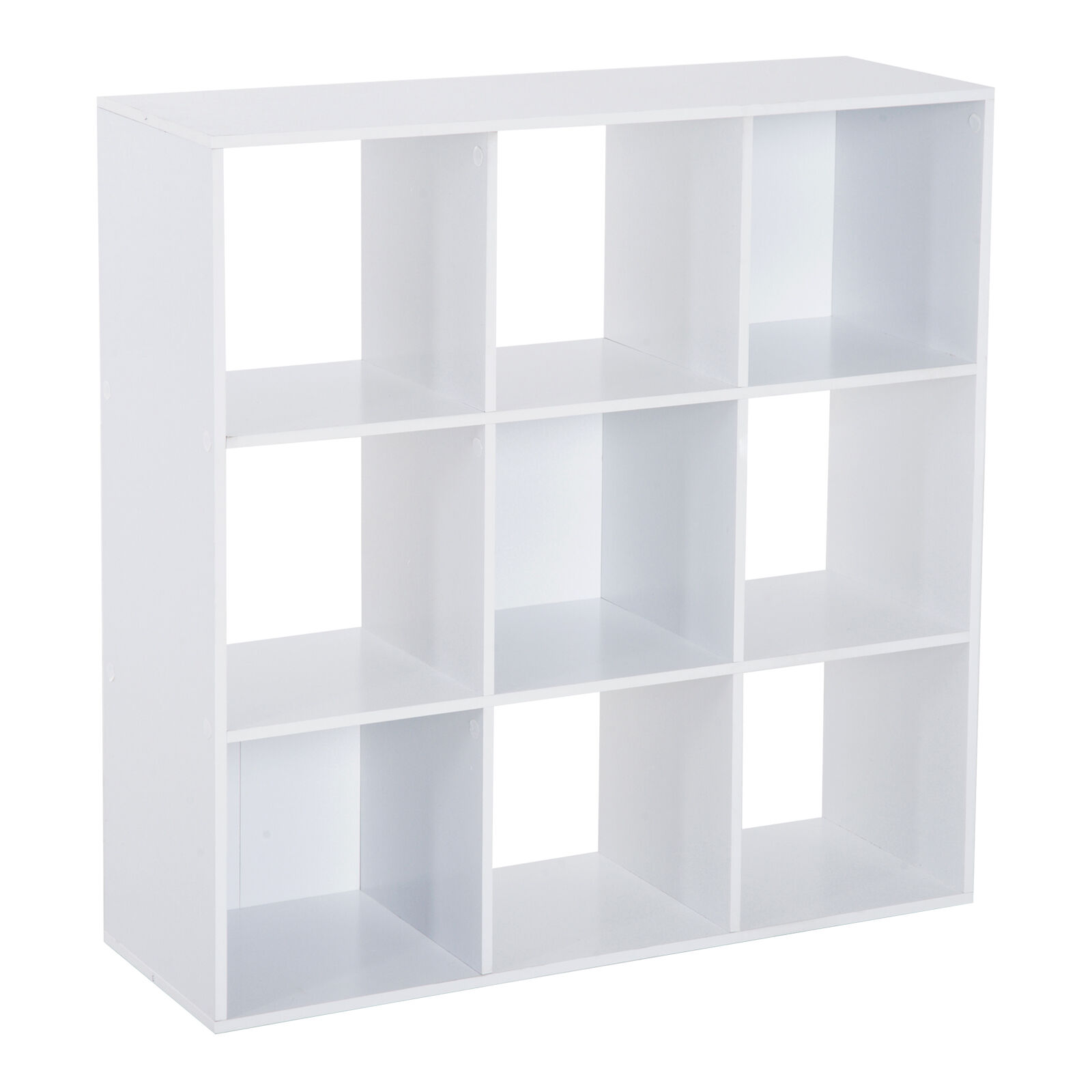 Homcom Libreria Bianca per Casa e Ufficio, Scaffale Moderno dal Design con 9 Scomparti in Legno, 91x30x91cm