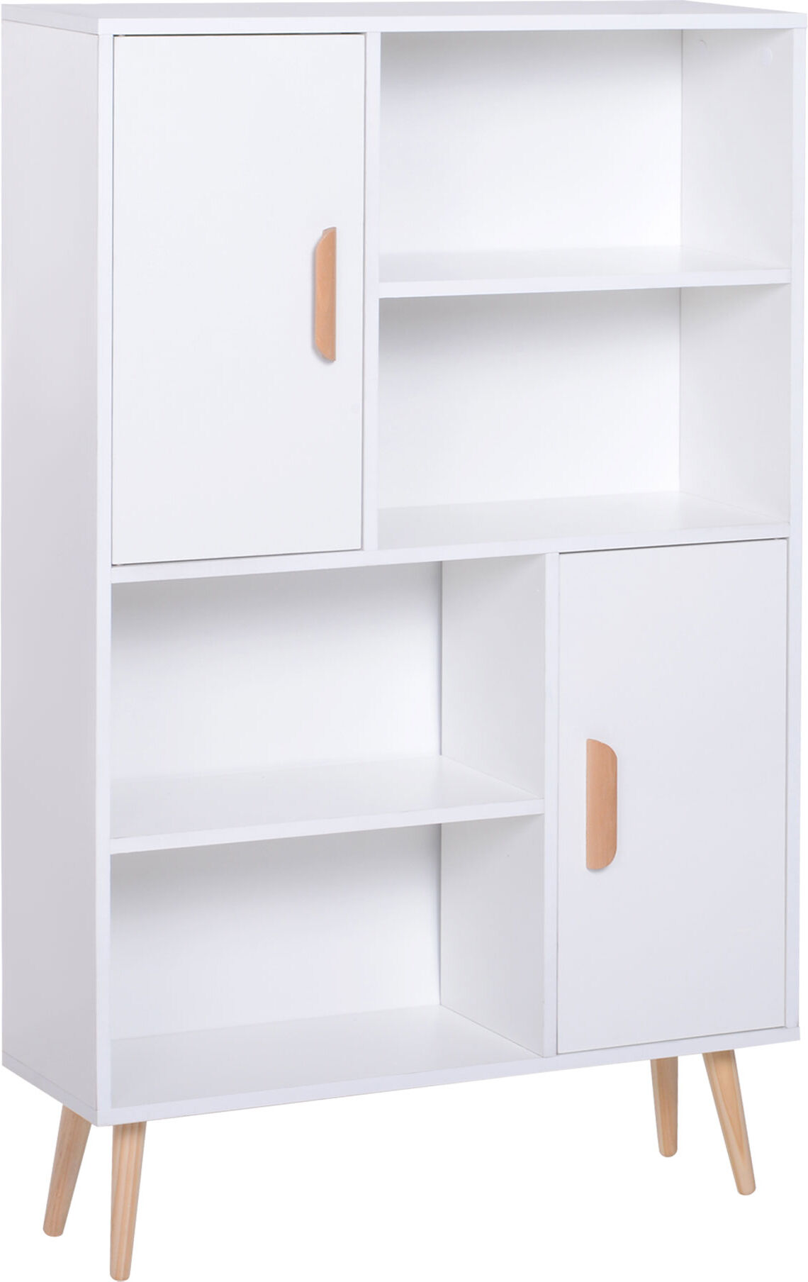 Homcom Libreria con Piedini in Legno di Pino, Mobile Portaoggetti Scaffale Cubo Porta Libri CD Bianco 80 x 23.5 x 123cm