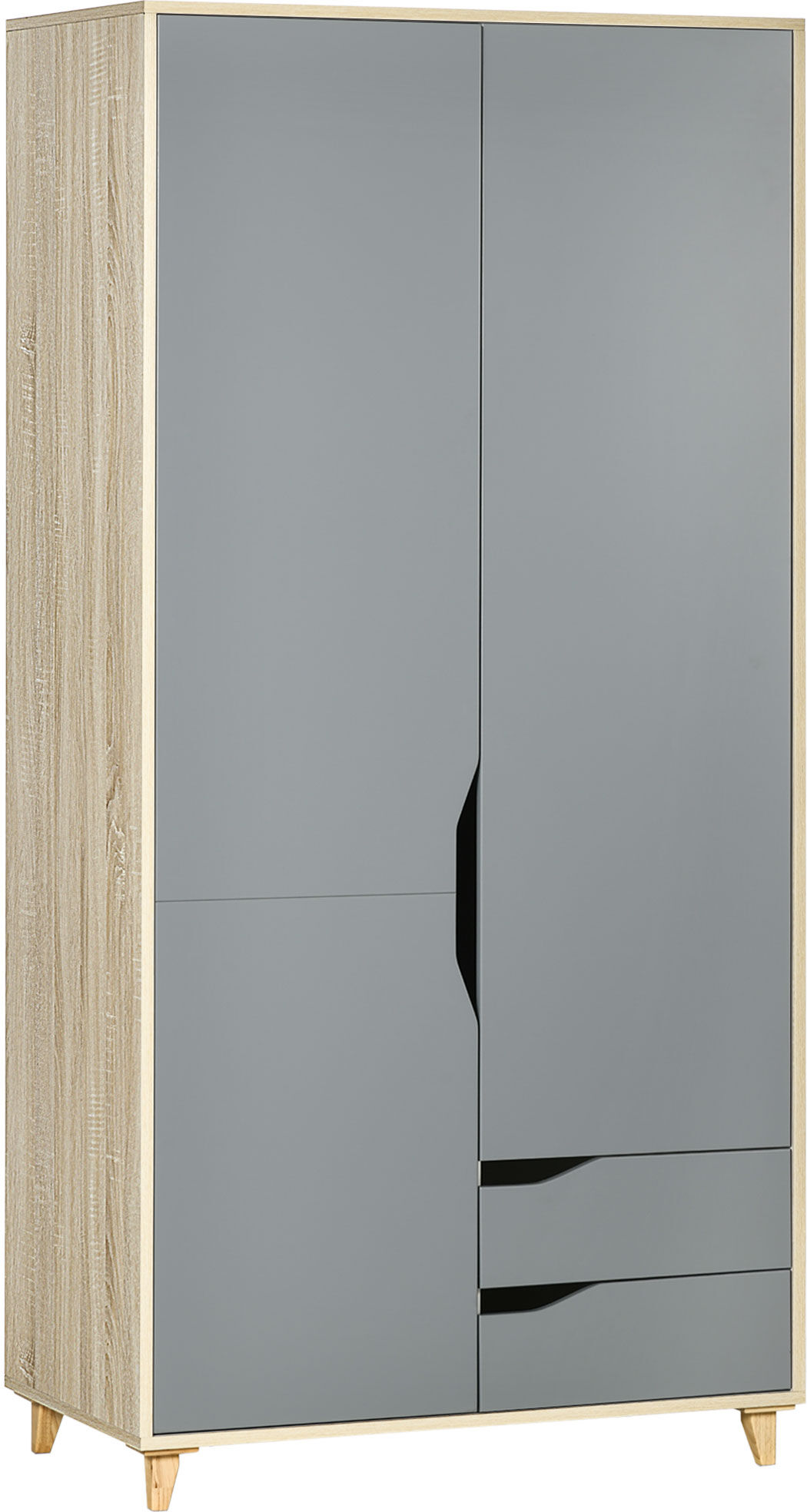 Homcom Guardaroba a 2 Ante in Truciolato e MDF con 3 Ripiani e 2 Cassetti, 88.9x50.1x184.5 cm