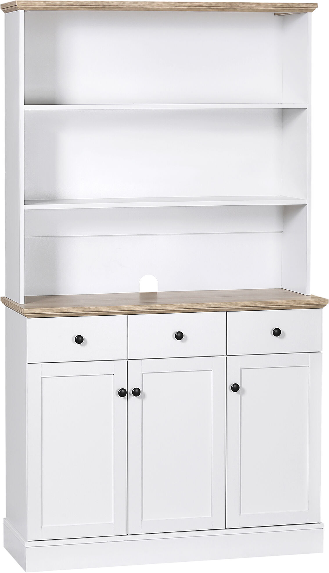 Homcom Credenza da Cucina in Legno Bianco con 3 Ripiani, 3 Cassetti e 2 Armadietti 101x39x180.5 cm