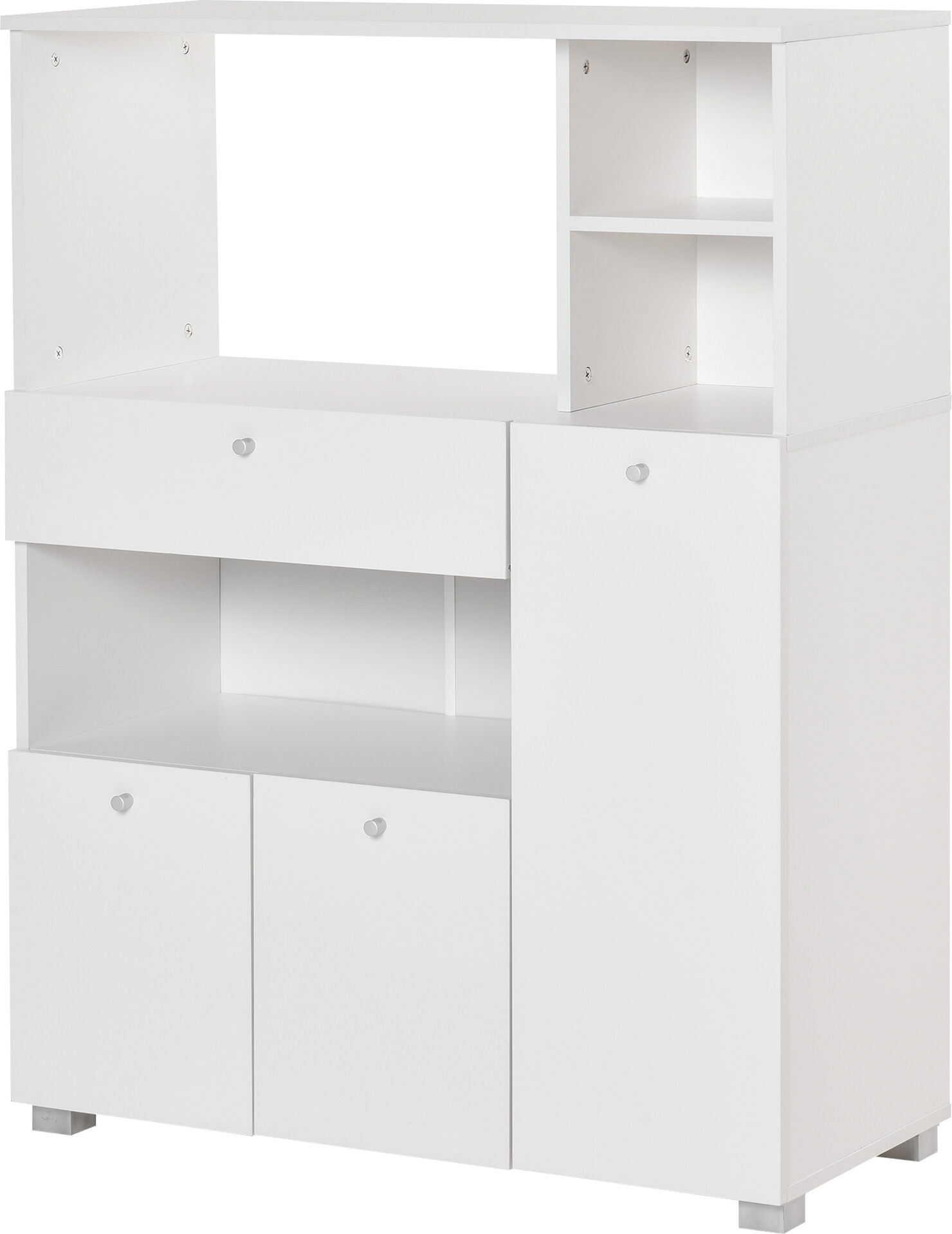 Homcom Mobile Cucina per Microonde con Armadietti, Mensole e Cassetto, Credenza Moderna in Legno 90x40x120cm Bianco