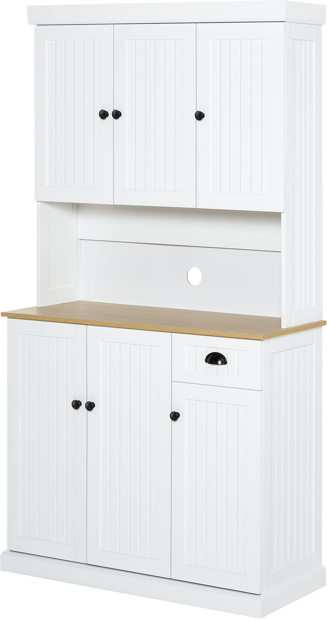 Homcom Mobile Dispensa Cucina in Legno con Armadietti e Cassetto Stile Country, 101x39x180cm, Bianco