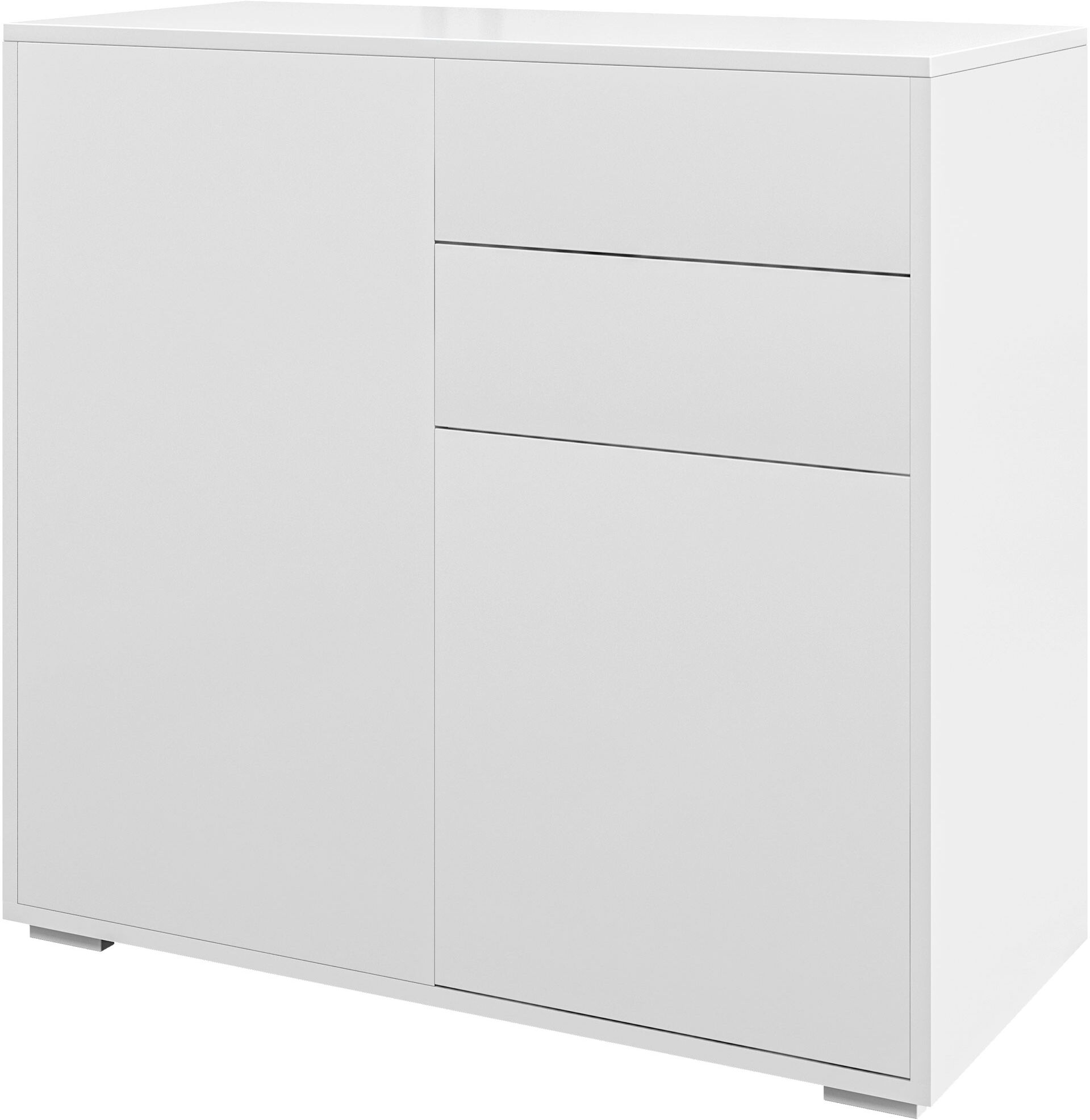 Homcom Credenza Moderna con 2 Armadietti e 2 Cassetti con Apertura a Pressione, 79x36x74cm, Bianco Lucido