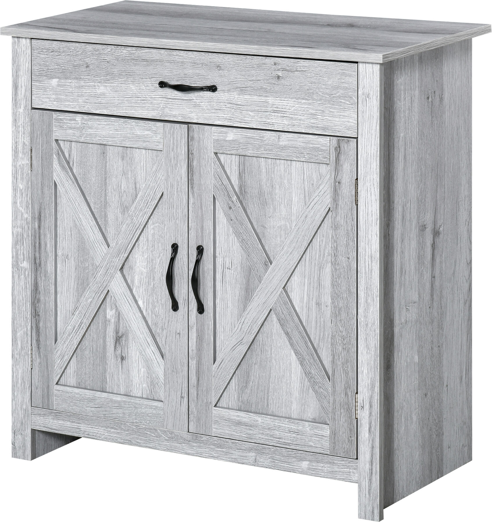 Homcom Credenza Cucina Country con Armadietto a 2 Ante e Cassetto, 80x39.7x80cm, Grigio