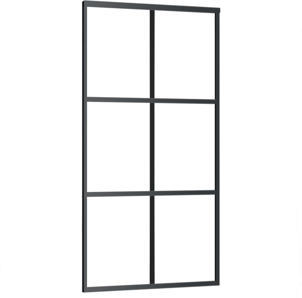 vidaXL Porta Scorrevole in Vetro ESG e Alluminio 102x205 cm Nera