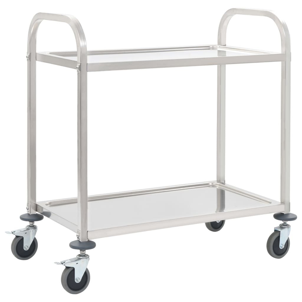 vidaXL Carrello da Cucina a 2 Livelli 95x45x83,5 cm in Acciaio Inox