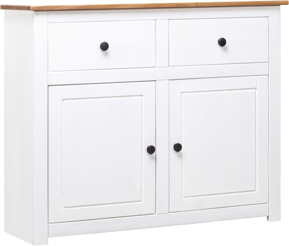 vidaXL Credenza Bianca 93x40x80 cm in Legno Massello di Pino Panama