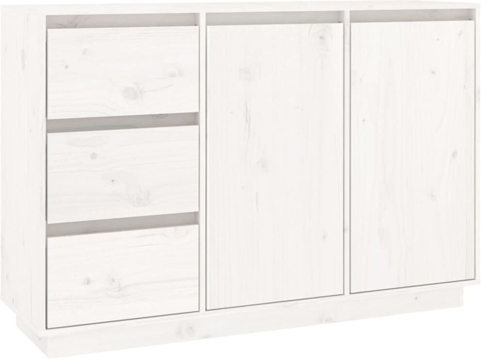 vidaXL Credenza Bianca 111x34x75 cm in Legno Massello di Pino