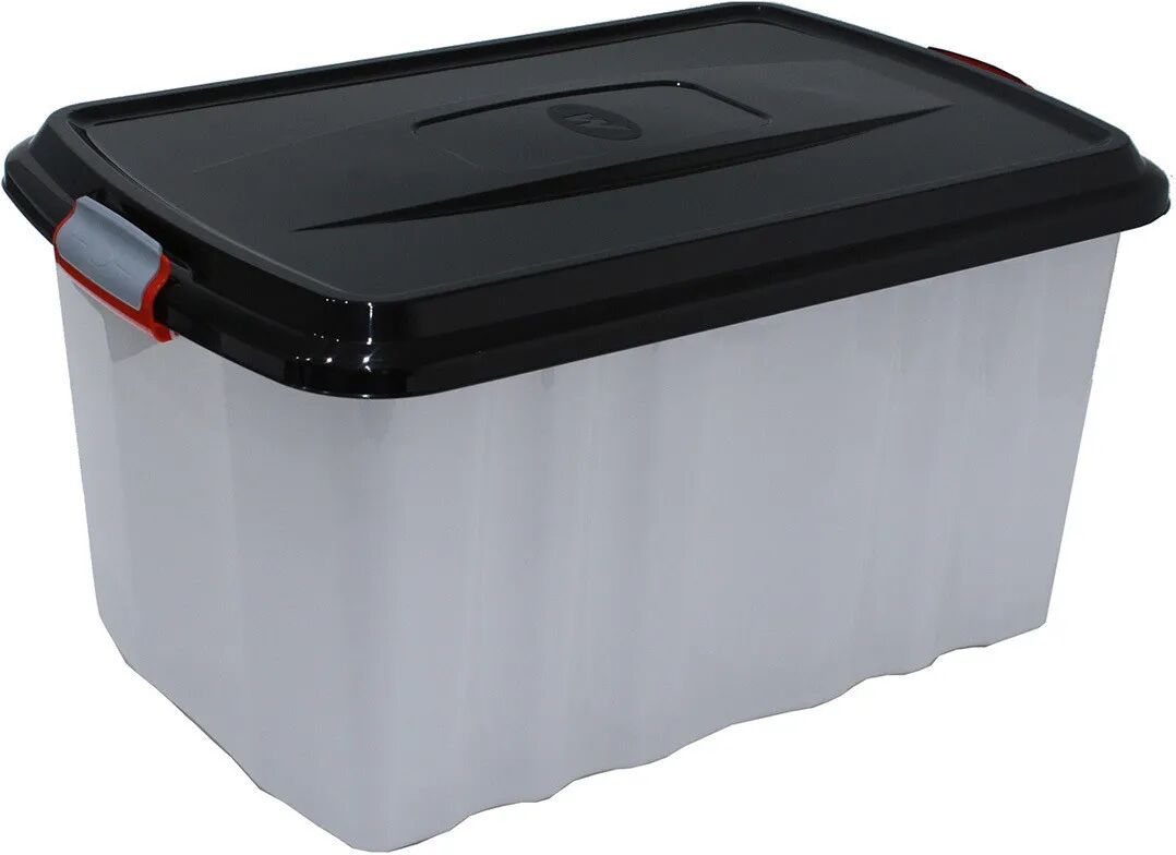 MAZZEI Box Con Coperchio Nero E Ruote 59x31x39 Cm (Lxhxp) 45 L Bianco