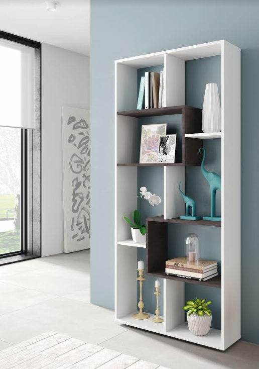 Caesaroo Libreria alta 180 cm Bianco opaco ed Ossido con otto scomparti   Colore