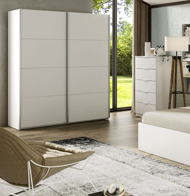 Caesaroo Armadio 150x200H cm Bianco opaco 2 ante scorrevoli   Bianco