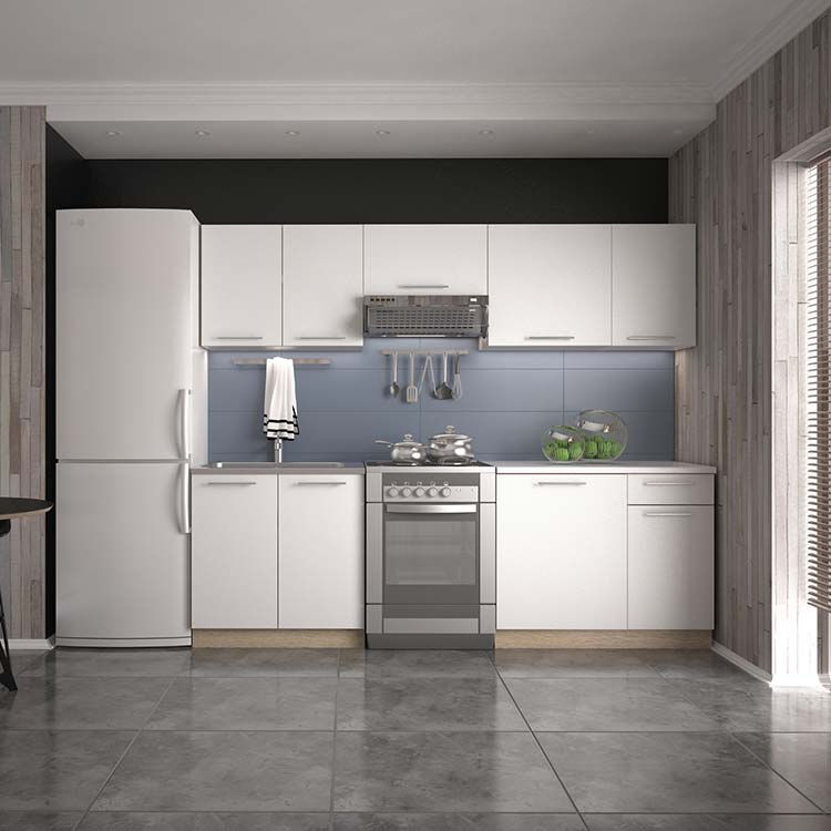 garneroarredamenti Cucina 240cm moderna componibile bianca rovere Urban