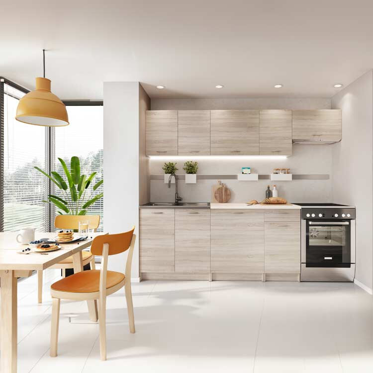 garneroarredamenti Cucina 240cm completa moderna lineare rovere sonoma Dalia