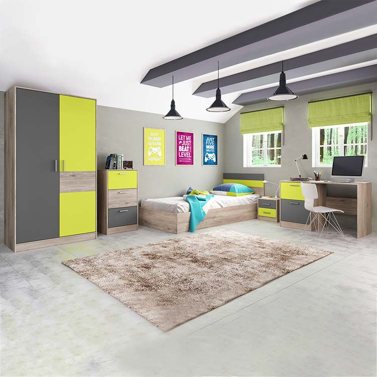 garneroarredamenti Cameretta completa bambini rovere verde mela grafite Cooper