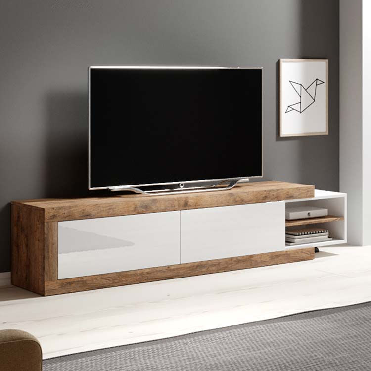 garneroarredamenti Mobile porta tv 200/242cm moderno estraibile 2 ante bianco lucido rovere Aria