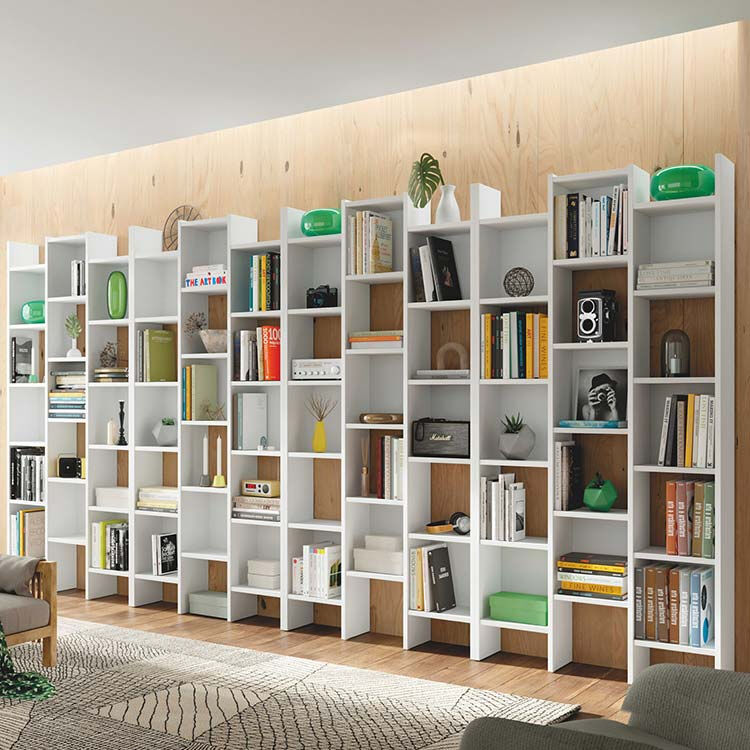 garneroarredamenti Libreria da parete moderna 384x192cm bianco opaco Jasmine