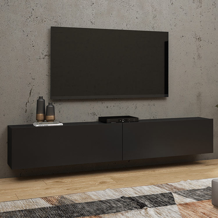 garneroarredamenti Mobile porta tv sospeso 180x35cm nero Fusion